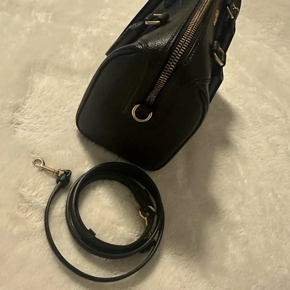 Coach Black Leather Satchel with Gold Accents - Picture 2 of 4